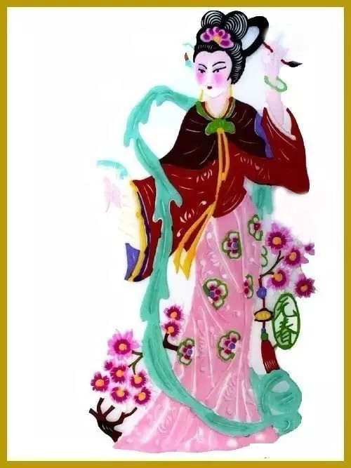 美女染色剪紙作品欣賞，色彩斑斕的剪紙藝術(shù)